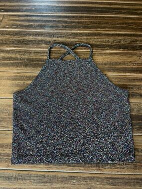 Forever 21 Multicolor Glitter Halter Crop Top